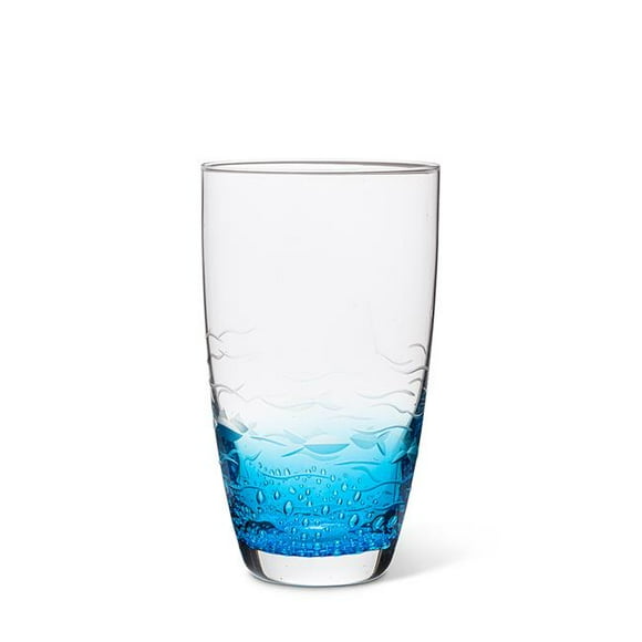 6 in. Fish Cut High Ball, Blue & Clear