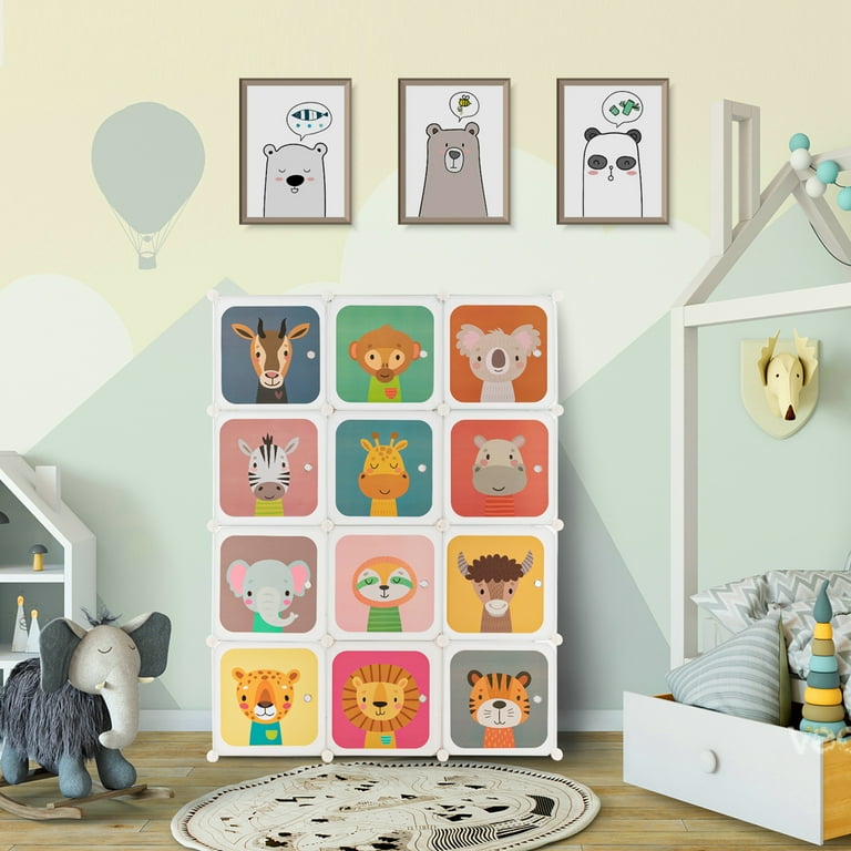 Costway Children's 12-Cube Wardrobe, Nursery Furniture, Room Costway Children's 12-Cube Wardrobe, Nursery Furniture, Room