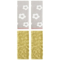 Unique Bargains 4 Pcs Cute Floral Cotton Soft Towels 14 x 30 Inch Grey/Yellow