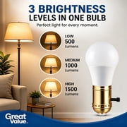 Great Value A21 LED 3-Way Light Bulb, Soft White, E26 Medium Base