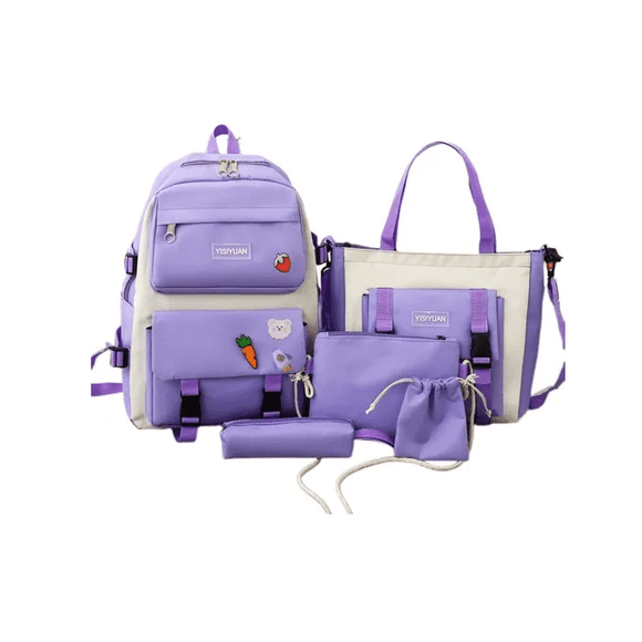 Set 5 Mochila Bolsa Lonchera Escolar Para Niñas Juvenil Dama Xtellar negro