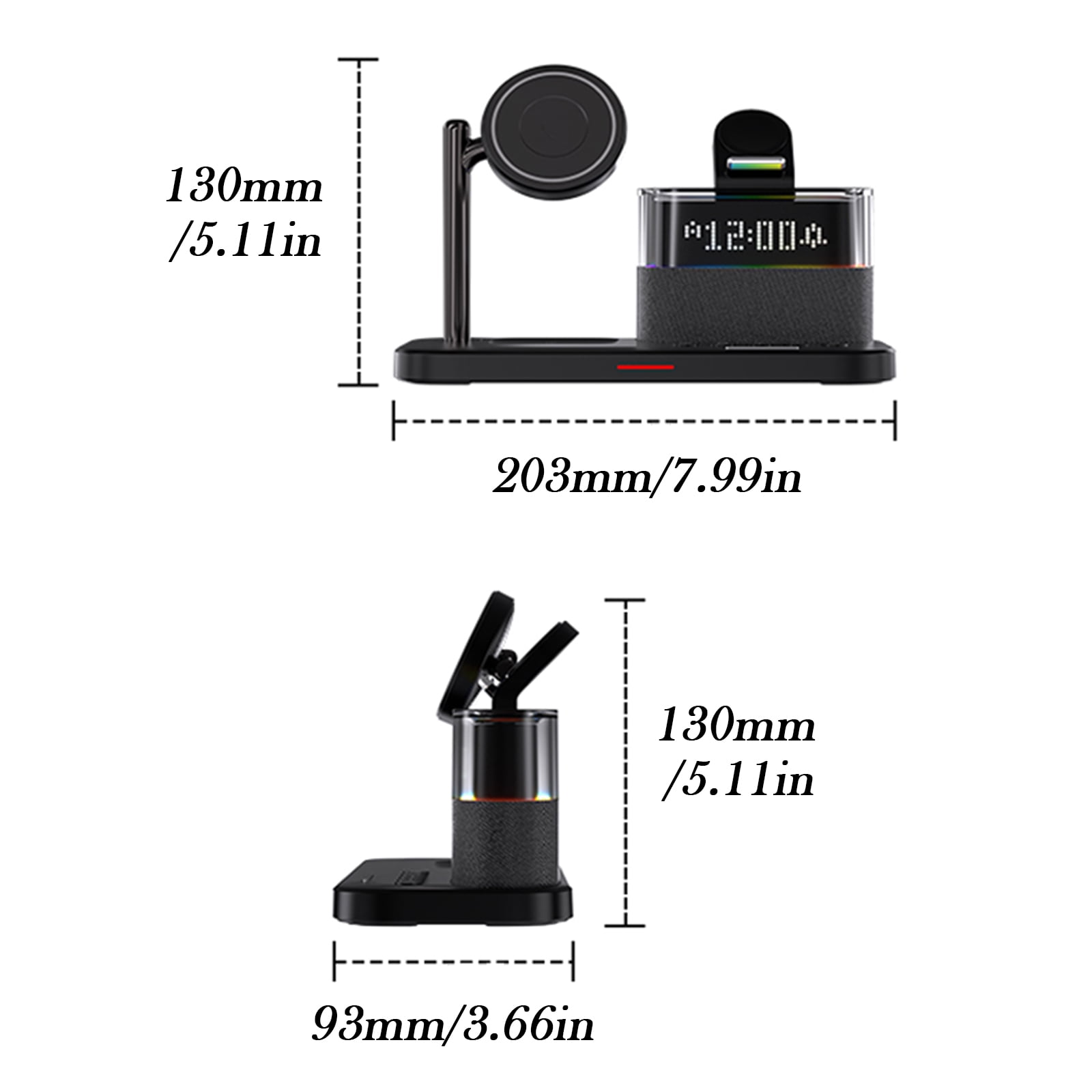 4 in 1 Wireless Charging Station Alarm Clock, Charging Dock for Apple Devices, Charger Stand for iPhone 16 15 14 13 12 11 Pro Max for Apple Watch & AirPods