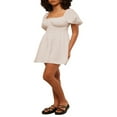 thumbnail image 3 of MesaSe Femmes Cou Carré Puff Robe Mini-A-Line Robes d'Été Cravate Robe de Soleil Mini Robe, 3 of 9