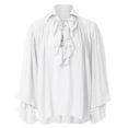 thumbnail image 3 of Inglocry Men Pirate Shirt Vampire Renaissance Shirts Victorian Ruffled Medieval Costume Cotton Linen Shirt White 3XL, 3 of 9