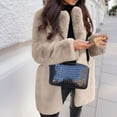 thumbnail image 1 of EGNMCR Veste à Manches Longues pour Femmes, Manteau Décontracté Sans Capuche à Manches Longues & Vestes Manteau en Peluche à Col Rabattu Mode Couleur Unie Manteau Chaud pour Femmes, 1 of 6