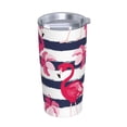 thumbnail image 2 of Kll Dark Blue Stripes And Pink Flamingos Stainless Stainless Steel Vacuum Insulated Coffee Cup 20 Oz Lids And Straws,1 Metal Straws,1 Cleaning Brush, 2 of 9