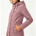 thumbnail image 5 of Ghalytn Women's Mid Length Hooded Rain Jacket with Flap Pockets, Zip Up Windproof Trench Coat, 5 of 5