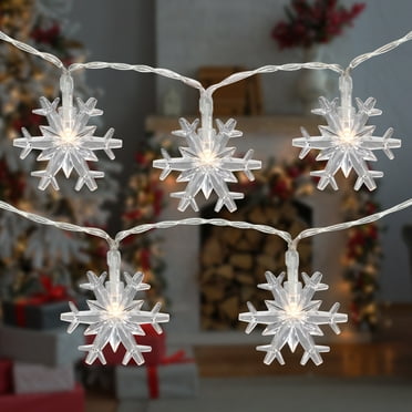 Northlight 10-Count LED Snowflake Christmas Fairy Lights, 4.25ft, Copper Wire