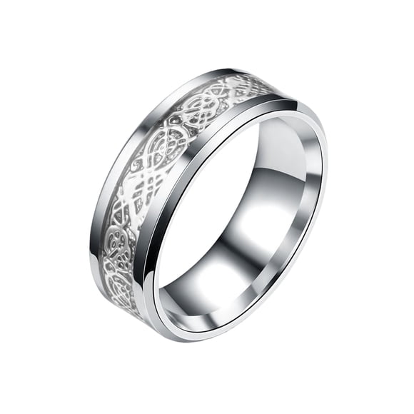 Anillo para hombre, joyería de mano chapada en acero inoxidable, fiesta informal, vacaciones, ropa, decoración, círculo, regalo artesanal Ropa, zapatos y accesorios Miscelánea Plata Talla 13 Qarigey AP014587-08