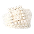thumbnail image 2 of Bling Pearls Waist Belt Faux Pearl Buckle Elegant Waist Chain Bridesmaid Girls Square Buckle, 2 of 7