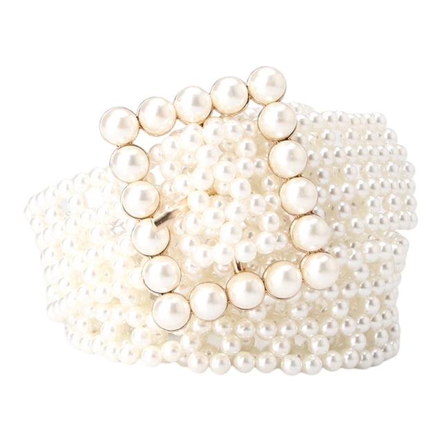 Milaget'Chaîne de Taille Perlée Ceinture Boucle Carrée de Mariée