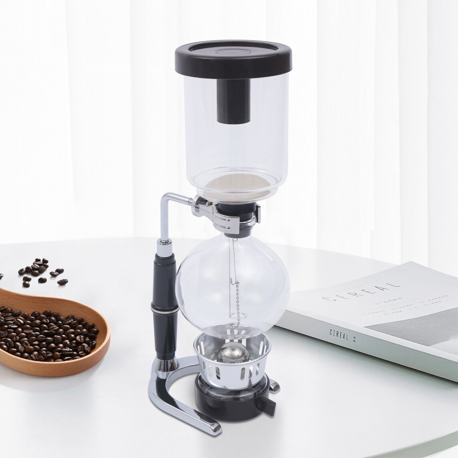 Siphon Coffee Maker 5-Cup Tabletop Vacuum Coffeemaker Pot Glass Type 500ml