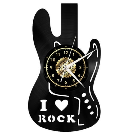 Musical instrument Vinyl Record Wall Clock Gifts for Holiday ,Handmade 12”Black Wall Clock Unique Gifts