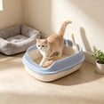 thumbnail image 4 of HOARBOEG Semi-Enclosed Cat Litter Box with Top Entry Lid and High Sides, Odor Control Covered Kitty Litter Pan with Scoop Filter for Anti Scatter, Indoor Cat Toilet Light Blue, 4 of 6