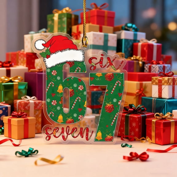 WKSCLPAI 67 Christmas Ornament, Funny 67 Small Acrylic Decorations for Christmas Tree, 67 Ginger_bread Ornaments, 67 Christmas Wrapping Paper Decor Ornaments Birthday Gifts, #GH