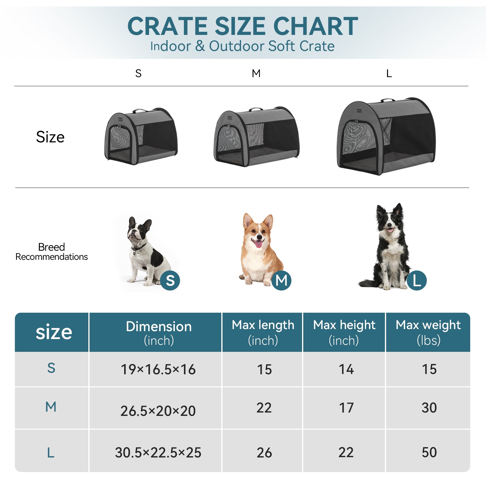 Petsfit Soft Dog Crate for Medium Dog, Arch Design Indoor & Outdoor Soft Sided Travel Crate, Collapsible Portable Pet Carrier,Grey,Medium