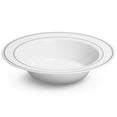 thumbnail image 3 of Silver Rimmed White Bowls - 5 ounce - 50 Count - Hard Plastic - Disposable or Reusable - Dessert Bowls - Salad Bowls- Cereal Bowls - Pasta Bowls, 3 of 6