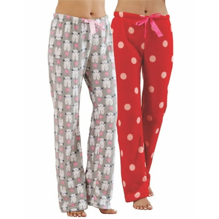 

2pk Women s Soft Plush Fleece Draw String Pajama Sleep Pants