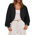 thumbnail image 2 of Womens Dressy Casual Blouse Business Long Sleeve Tops Ruffle V Neck Work Shirt Fall Outfit 2025 07-Black S, 2 of 4