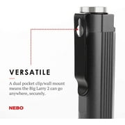 NEBO BIG LARRY 2 Power Work Light | Bright Flashlight and Work Light with Clip and Magnetic Base | Storm Gray