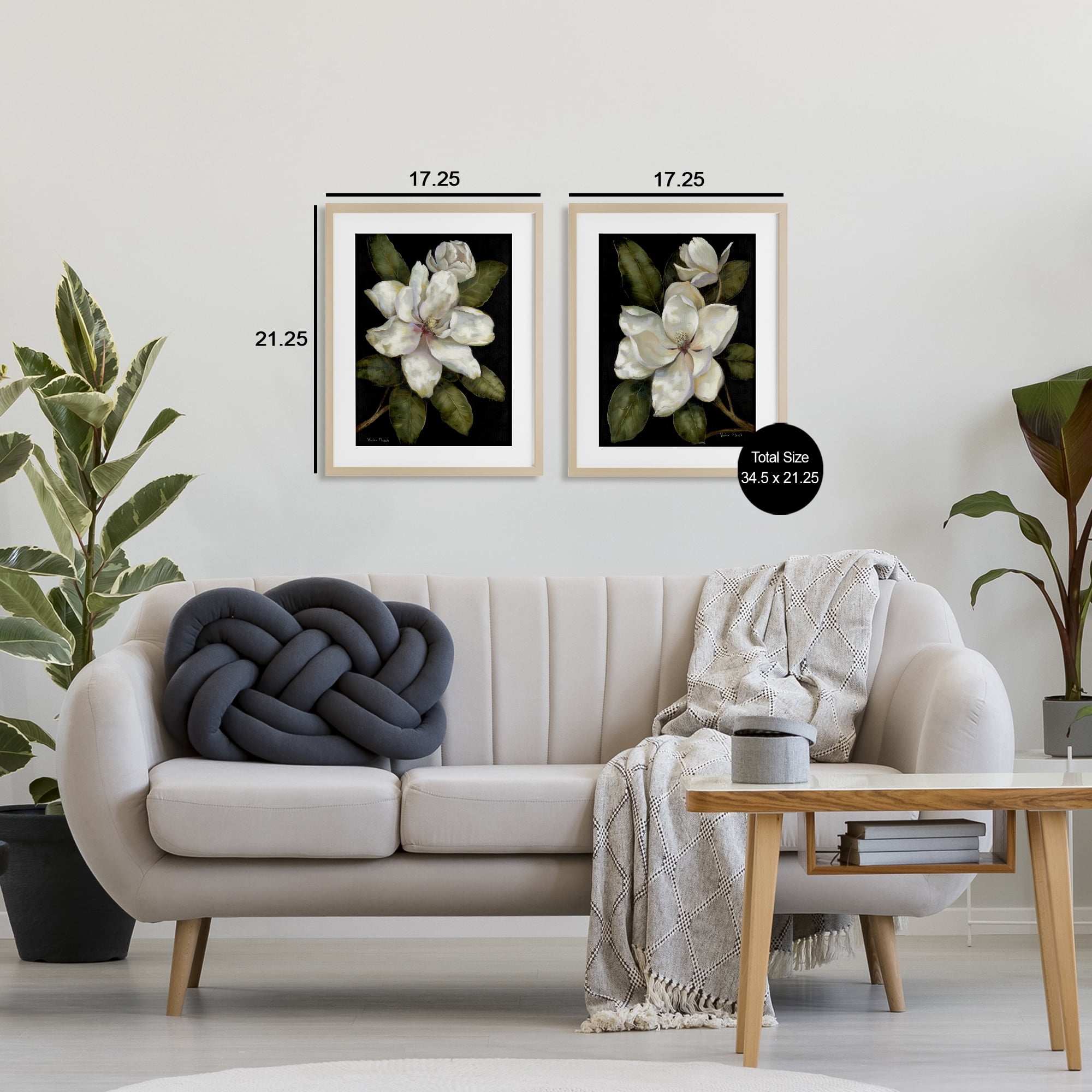 Stupell Industries Magnolia Buds & Blooms 2 Piece Birch Framed Print Under Glass Set, design by Nan
