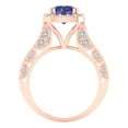 thumbnail image 4 of 2.7ct round cut blue tanzanite 14k rose gold halo Bridal Wedding Engagement Promise Anniversary Ring for Women size 8.25, 4 of 7