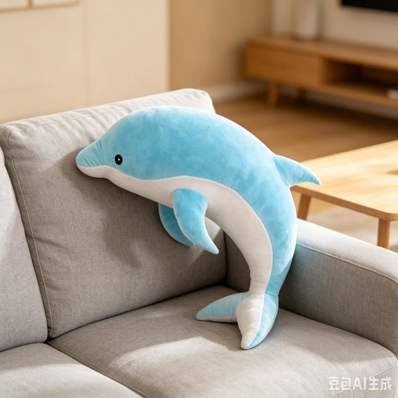 30CM Dolphin Plush Pillow, Soft Cuddly Stuffed Animal Toy for Kids Adults Home Decor