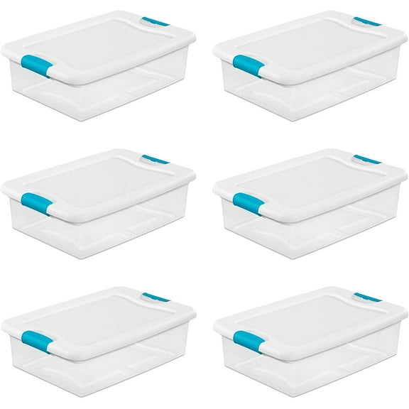 ZALIX 32 Quart White/Clear Plastic Storage Box With Blue Aquarium Latches