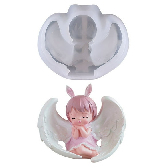 3D Angel Silicone Mold for Fondant, Candle, Wax, Crayon, Polymer Clay, Plaster of Paris, Soap, Cake Topper Decoration, Bath Bomb, Lotion Bar