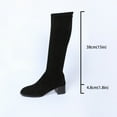 thumbnail image 6 of Xiaoxatg Women's Mid-Calf Boots Winter British Style Cow Suede Long Tube Slim Boots with French Back Zipper and Thick Heel for Women 7.5 Black, 6 of 9