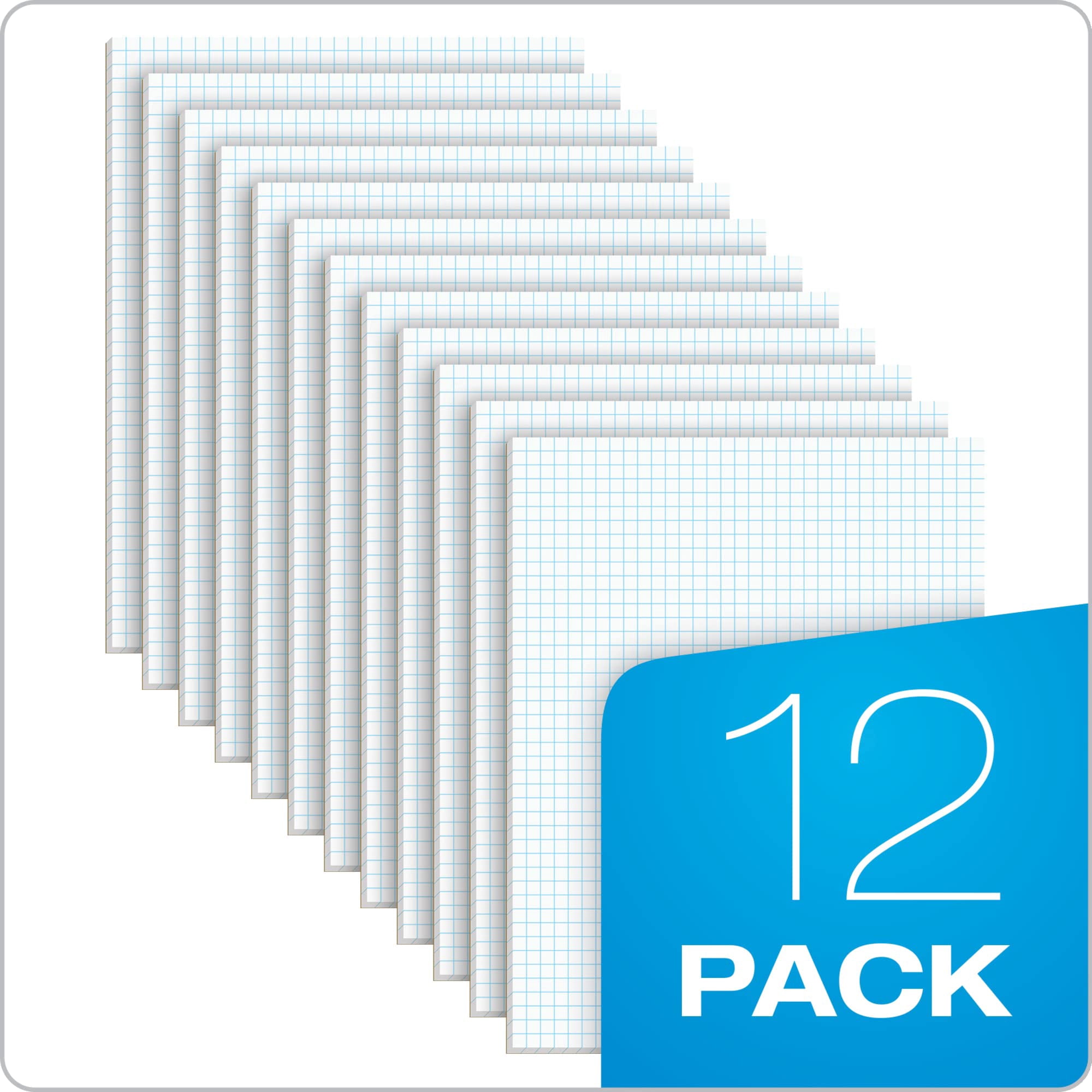 TOPS™ Quadrille Pad, 8 1/2" x 11", Quad Ruled, White, 50 Sheets Per Pad, Pack Of 12 Pads