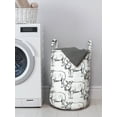 thumbnail image 3 of Animal Laundry Bag, Continuous Vintage Engraved Style Sketch Drawn Pattern of Wild Creature, Basket with Handles Drawstring Closure for Laundromats, 13" x 19", Charcoal Grey and White, by Ambesonne, 3 of 4