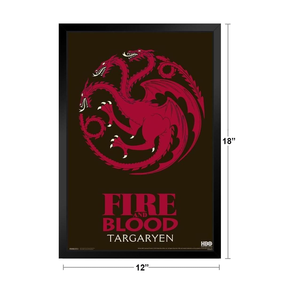 Pyramid America Game of Thrones Fire and Blood Targaryen TV Show Framed Poster 14x20 inch