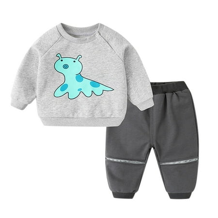 

nsendm 3 Clothes Infant Children Kids Toddler Baby Boys Girls Long Sleeve Cute Cartoon Animals Baby Gift Bundle Grey 12-18 Months