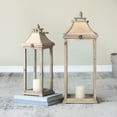 thumbnail image 6 of Llinc Store 2 Pack Farmhouse Candle Lanterns Decorative Outdoor & Indoor, Wooden Hurricane Lantern Decor, Outdoor Garden Hanging Lanterns for Gift, Yard, Garden, Patio, Balcony, Porch, Party, 6 of 10