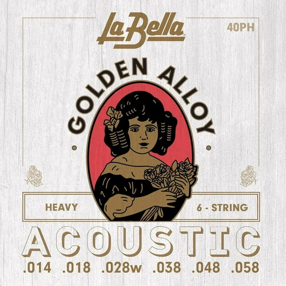 La Bella Golden Alloy 6-String Acoustic Guitar Strings Heavy (14 - 58)