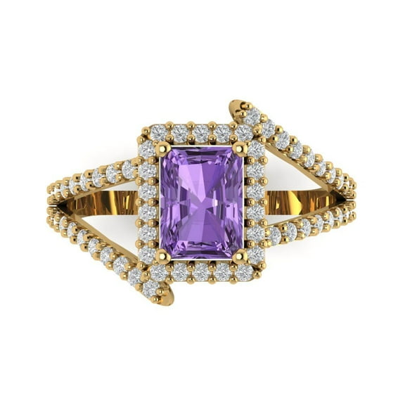 Clara Pucci 14K Yellow Gold 1.94ct Alexandrite Solitaire with Accents Ring