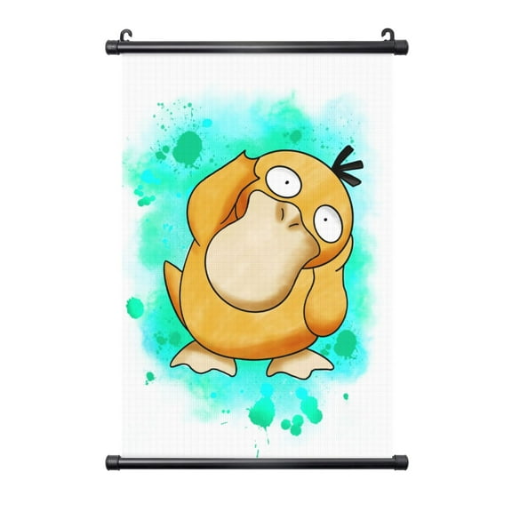 Psyduck Poster Plastic Shaft Wall Hanging Banner Painting Canvas Artwork Wall Art Scroll Hanger Decor For Home Office 16"X24"