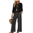 thumbnail image 4 of Womens Sets 2 Piece Outfits Summer Outfits Lounge Sets Short Sleeve Tops Wide Leg Pants Vacation Travel Outfits, 4 of 6