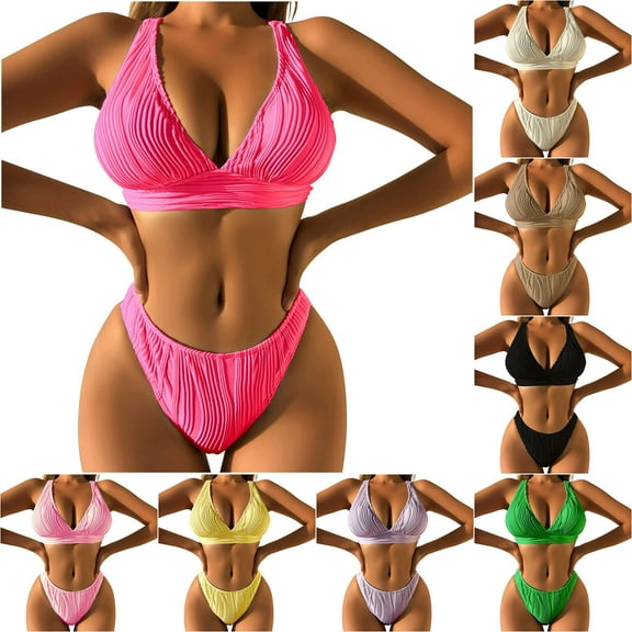 pstuiky Bathing Suit for Women, Women Two Piece Swimsuits Summer Beach Surfing Swimsuit Two Piece Swimsuits High Elastic Waisted Bikini Sets