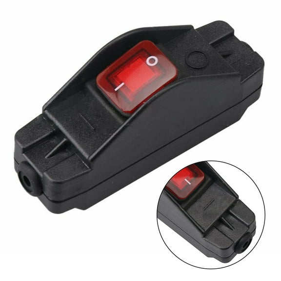 30A 220V IP65 Waterproof On/Off Inline Cord Switch with Indicator Black