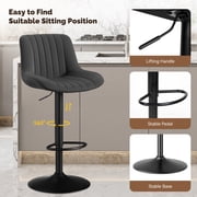 Daluvenix Adjustable Bar Stools Set of 2, Swivel Kitchen Bar Chairs with Back, Modern Tech Fabric Island Chairs for Home Kitchen, Black