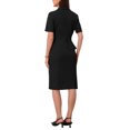 thumbnail image 3 of INSPIRE CHIC Women's Faux Wrap Dress Lapel V Neck Short Sleeve Office Work Pencil Dresses S Black, 3 of 5