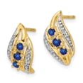 thumbnail image 2 of 14k Gold w/ Sapphire and Diamond Polished Post Earrings 14k Yellow Gold Earrings, 2 of 3
