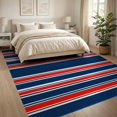 thumbnail image 3 of ODIKA 8'x10' Washable Area Rug Non-Shedding, Easy Care, Striped Horizontal Navy Balanced Nautical Motif Strip Mudroom for King Size Bedroom Under Bed, Master Suite, 3 of 7