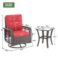 thumbnail image 3 of Sunmthink 3 Pcs Outdoor Wicker Swivel Rocker Patio Set,360 Degree Swivel Rocking Chairs Elegant Wicker Patio Bistro Set with Premium Cushions and Armored Glass Top Side Table for Backyard -Red, 3 of 7