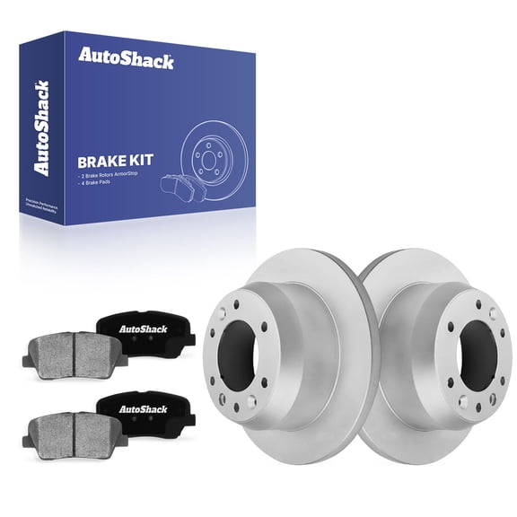 AutoShack Rear Solid Coated Brake Rotors   Ceramic Pads 6-PC Brake Kit Replacement for 2006-2012 Kia Sedona 2007-2010 Hyundai Entourage 2014 Kia Sedona ArmorStop 11.89" (301.9 mm)