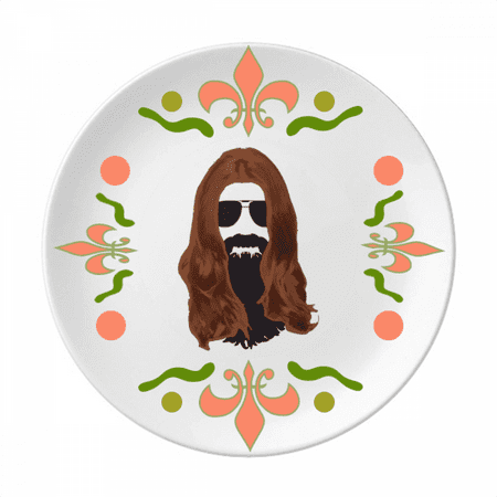 

Long-haired Men Women Beard Sunglasses Flower Ceramics Plate Tableware Dinner Dish