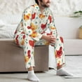 thumbnail image 7 of Fuzoiu Flower Chicken Print Men's Long-Sleeved Pajama,Lounge Button Down Nightwear,Mens Notch Collar Pajama Set -XX-Large, 7 of 7