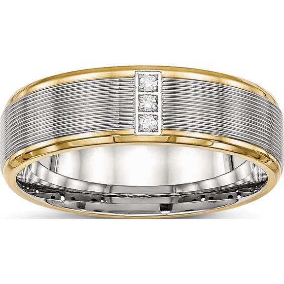 Stainless Steel Polished Yellow Ip-Plated With Cz 6mm Grooved Band (Size 6) Made In China sr552-6